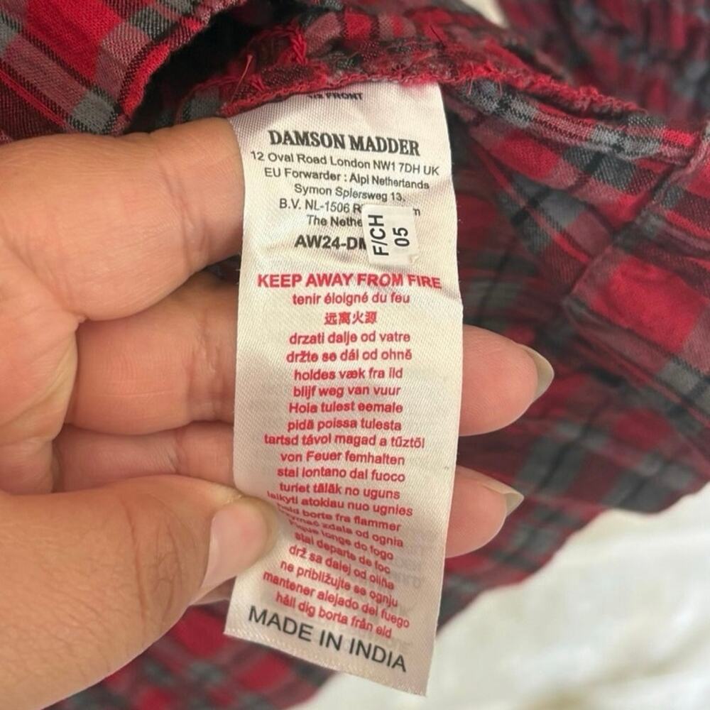 Damson Madder 100% Cotton Red Black Plaid Blouse Top Size UK 8 US 4 Small - Picture 6 of 7
